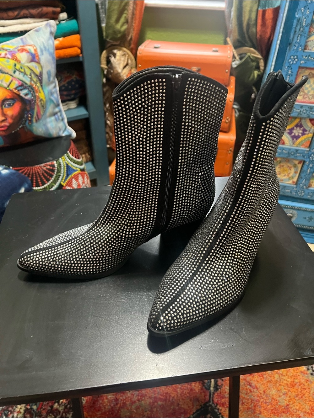 Coconuts by Matisse Black Crystal-Embellished Pointed Ankle Boots